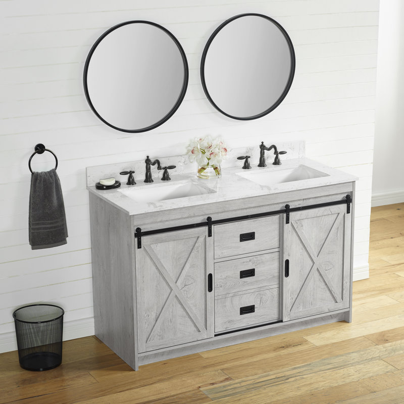 Sand & Stable Jillian 54'' Free Standing Double Bathroom Vanity with ...